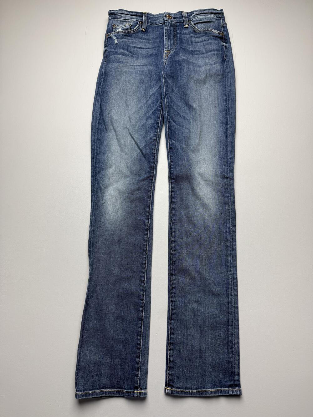 7 For All Mankind Jeans Womens 27 Blue Med Wash Kimmie Straight Leg Stretch